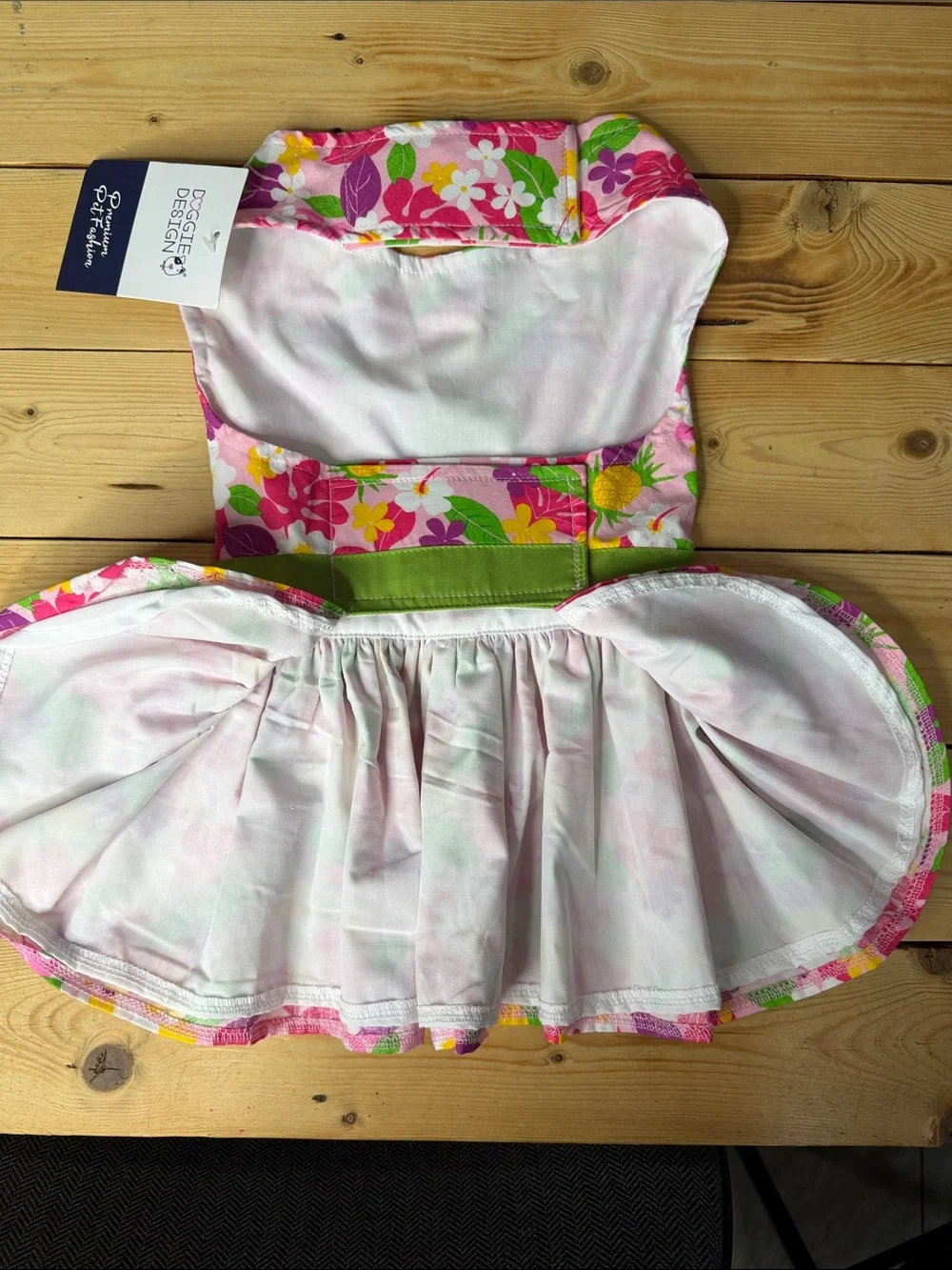 Gymboree Pink Floral Halter Dress with Green Waistband Sz L